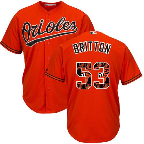Orioles #53 Zach Britton Orange Team Logo Fashion Stitched MLB Jersey